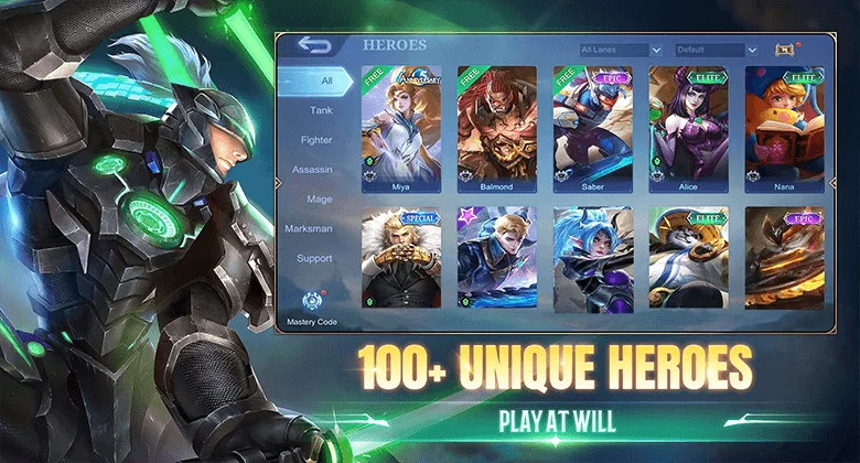 100 unique heroes