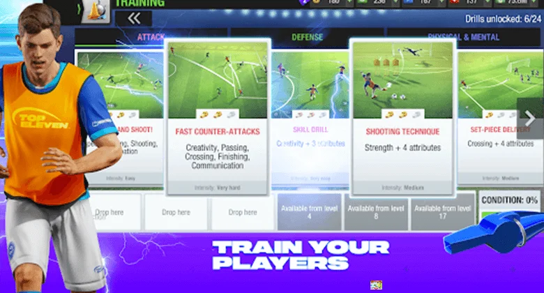 TRAIN YOUR PLAYERS Top Eleven MOD APK